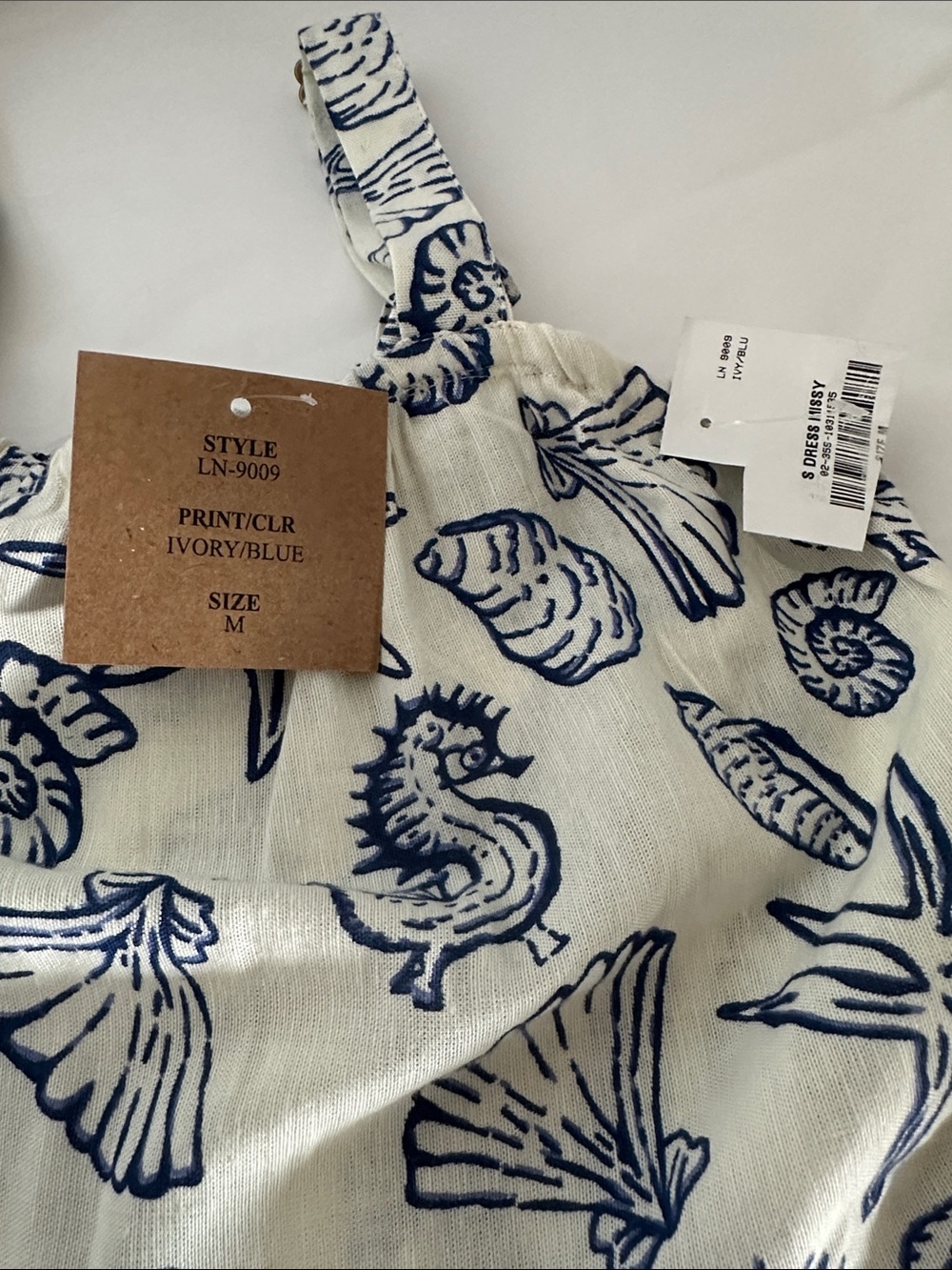 Jumpsuit -Wide Leg -Sz Medium- by Nado Navy and Ivory Shell-Print Linen Blend - Picture 11 of 11